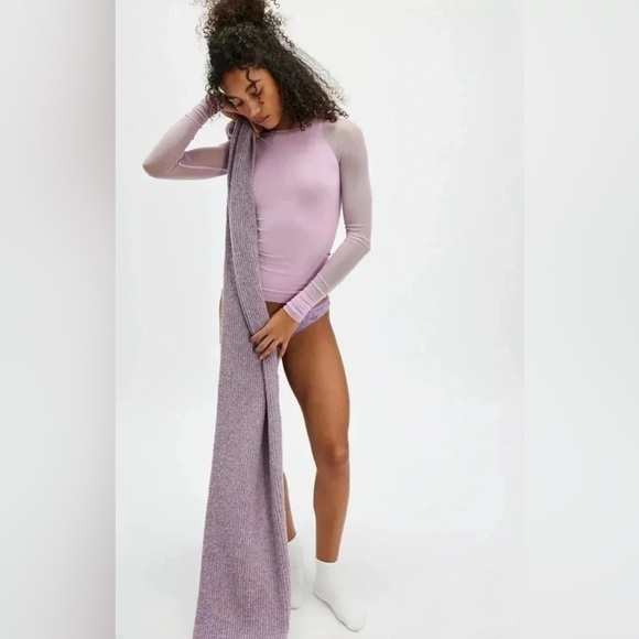 *NWT* Free People Intimately FP Scrunch Sleeve Seamless Top in Lilac, Size XS/S - Picture 1 of 9